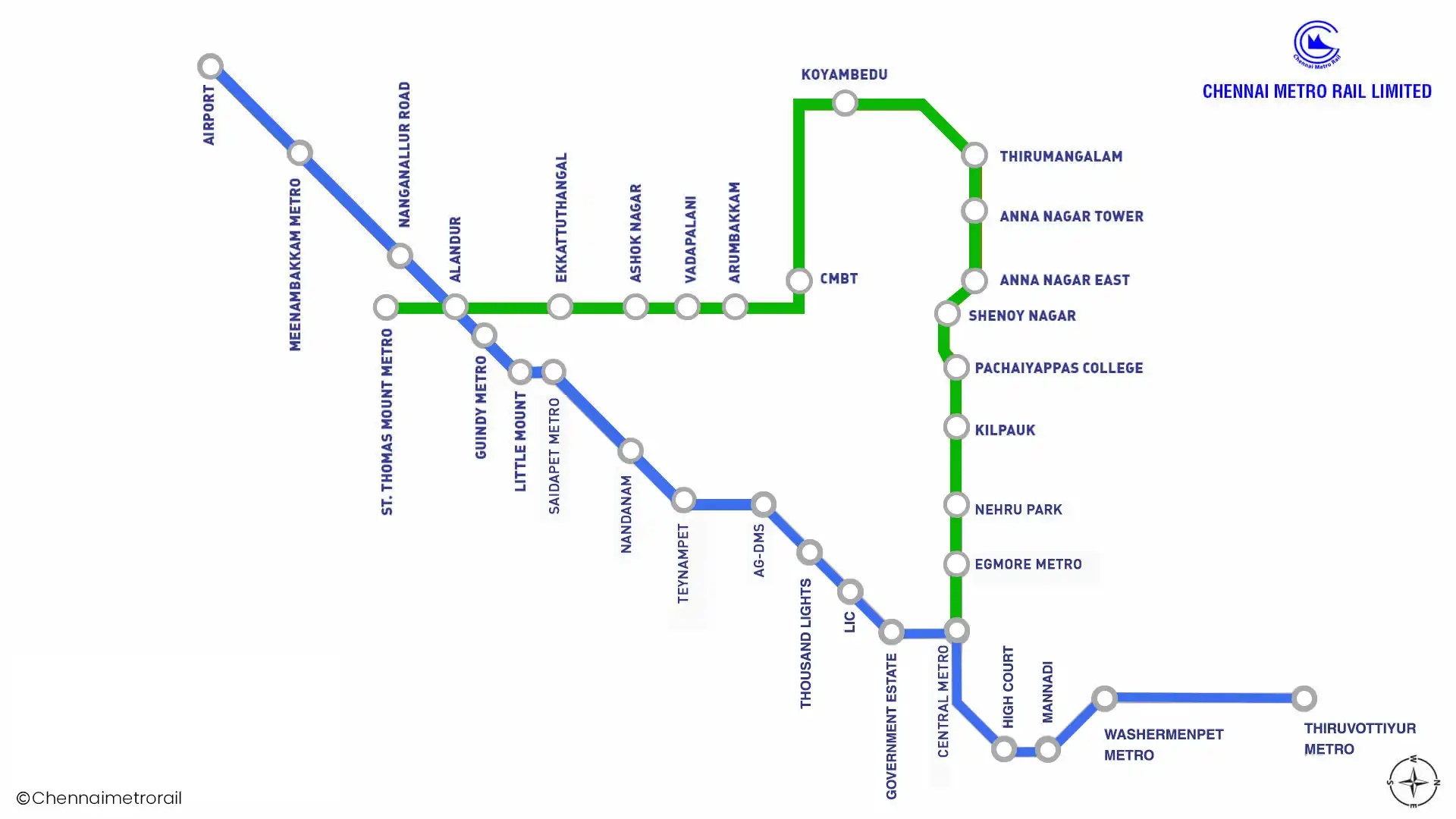 Blue Line Metro Chennai Stations List, Route Map, Extension, Timings